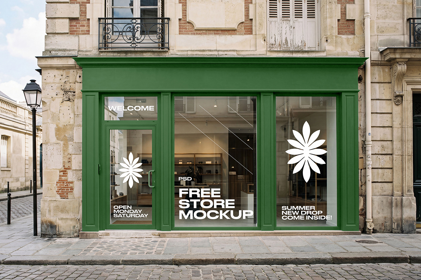 Free Boutique Storefront Mockup PSD Template