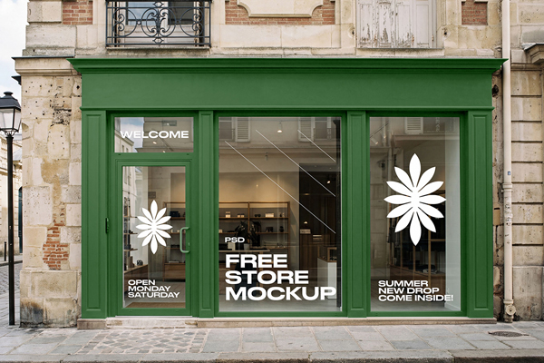 Free Boutique Storefront Mockup PSD Template