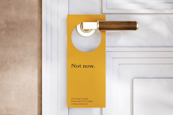 Free Brass Handle Door Hanger Mockup PSD Template