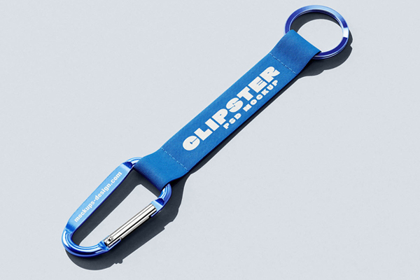 Free Carabiner Strap Keychain Mockup PSD Template