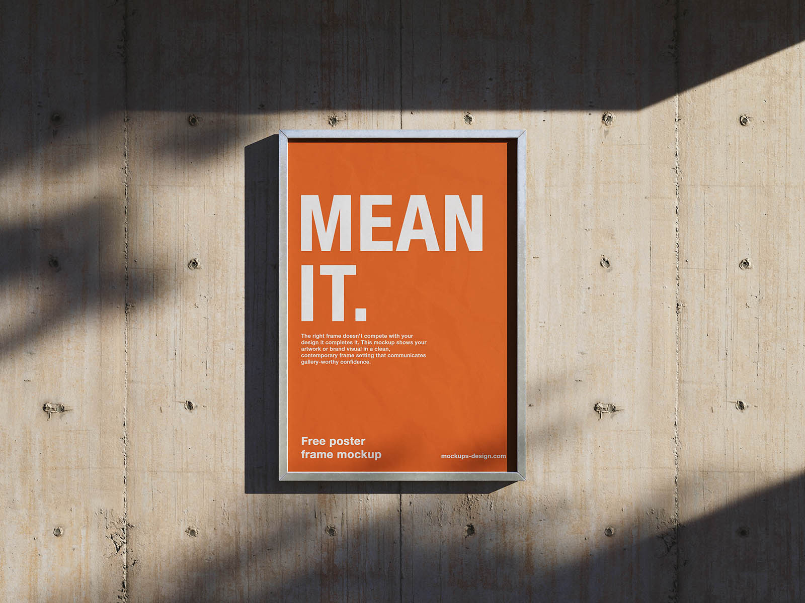 Free Concrete Wall Poster Frame Mockup PSD Template