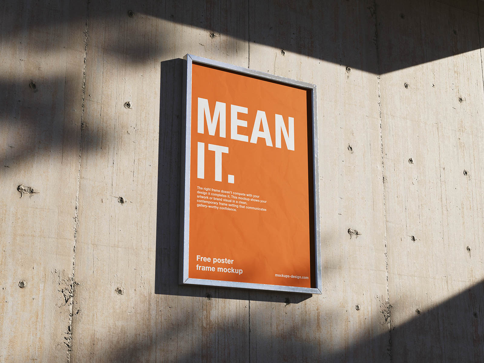 Free Concrete Wall Poster Frame Mockup PSD Template
