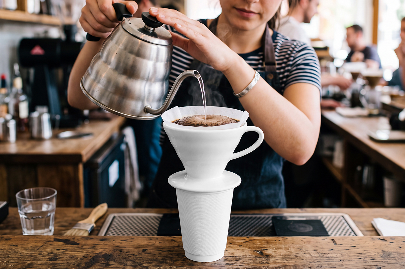 Free Dripper with Coffee Cup Mockup PSD Template