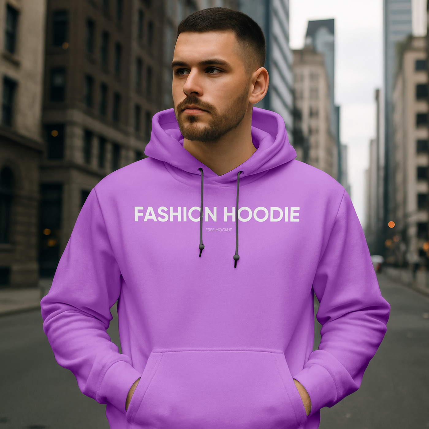 Free Hoodie on Men Mockup PSD Template