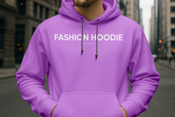 Free Hoodie on Men Mockup PSD Template
