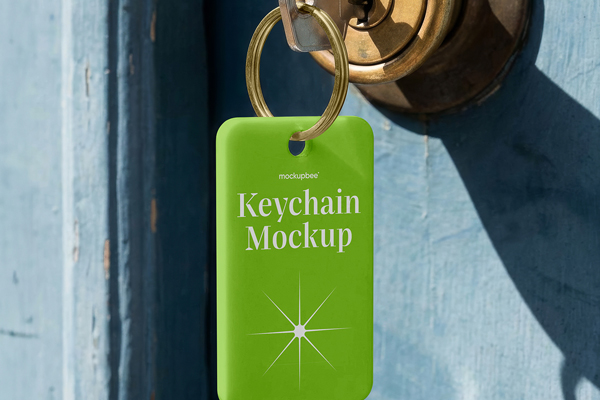 Free Keyring in Lock Mockup PSD Template