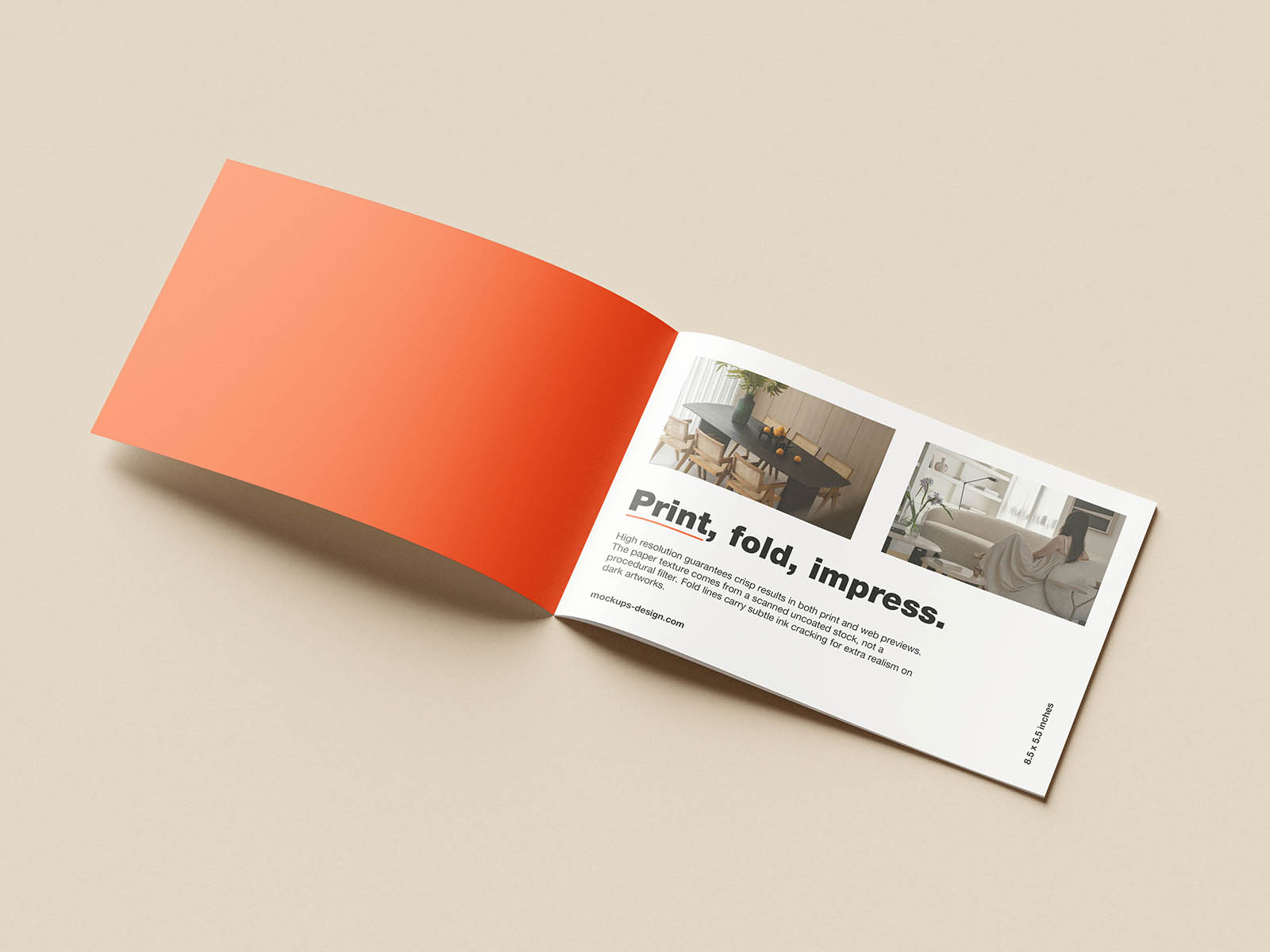 Free Landscape Half Letter Brochure Mockup PSD Template