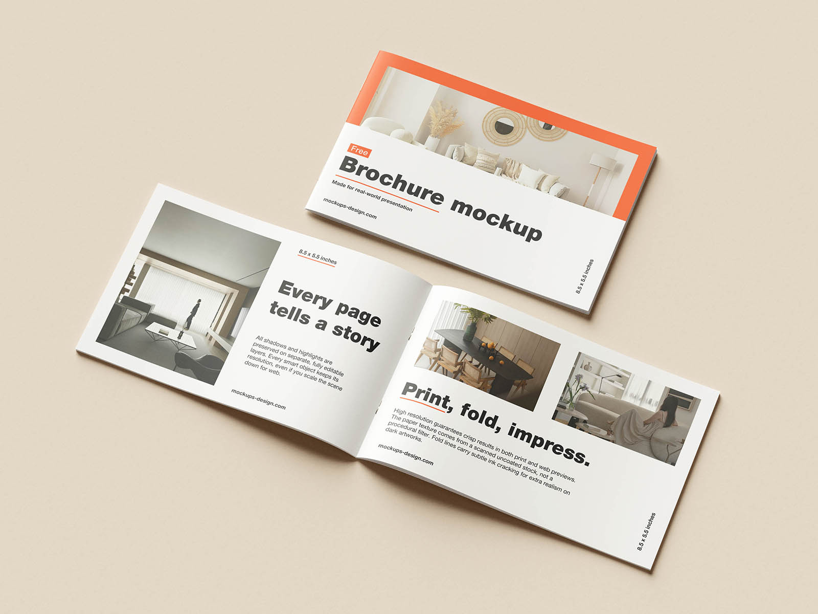 Free Landscape Half Letter Brochure Mockup PSD Template