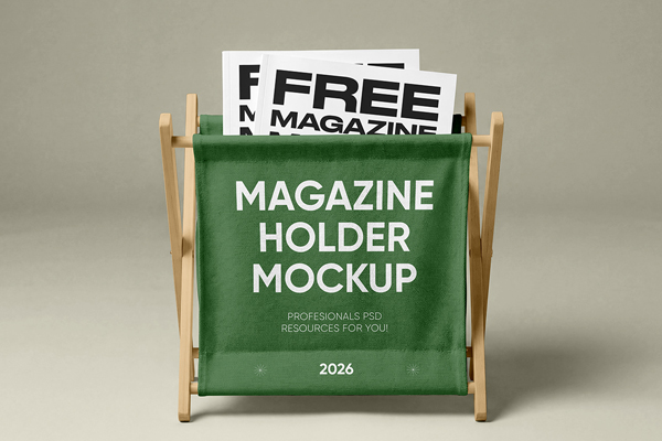 Free Magazine Holder Mockup PSD Template