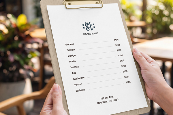 Free Menu in Restaurant Mockup PSD Template