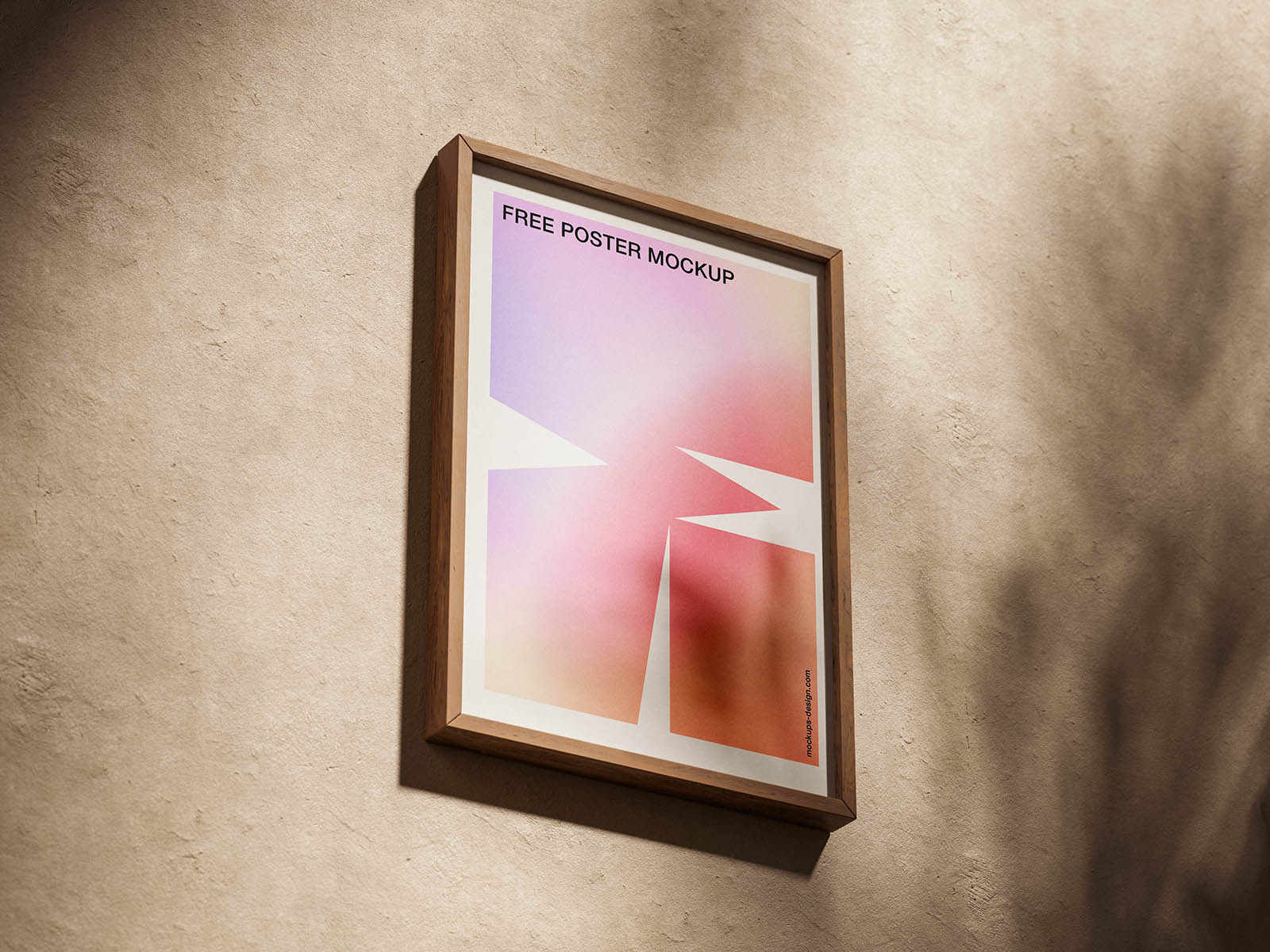 Free Oak Framed Poster Mockup PSD Template