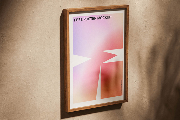 Free Oak Framed Poster Mockup PSD Template