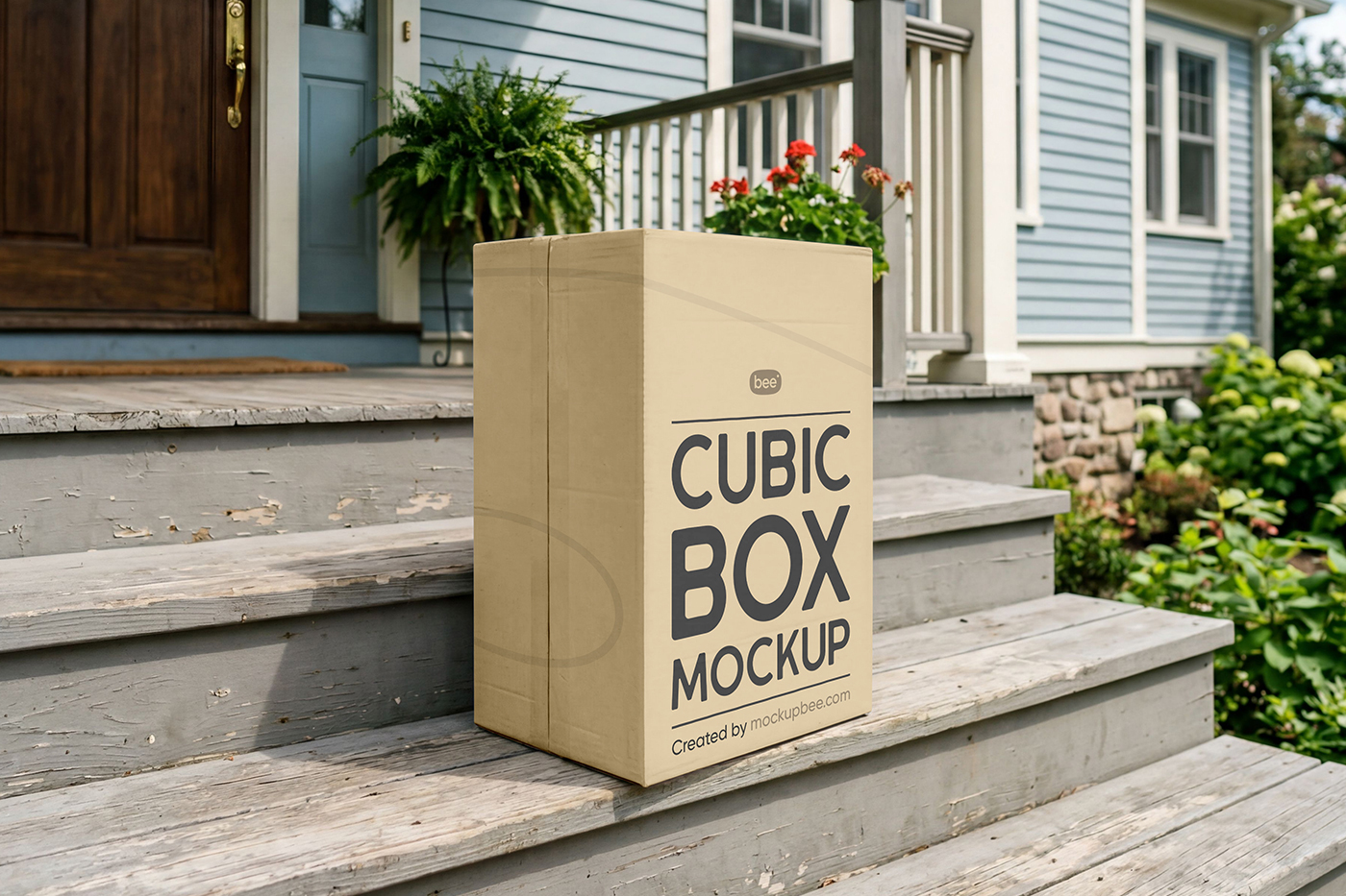 Free Outdoor Shipping Box Mockup PSD Template