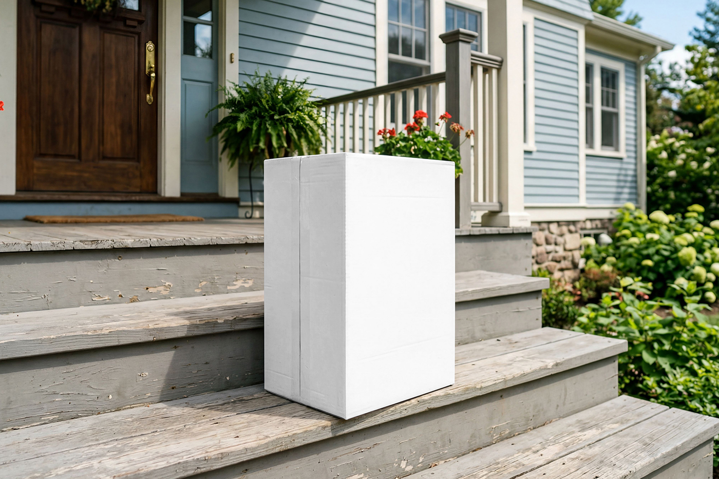 Free Outdoor Shipping Box Mockup PSD Template