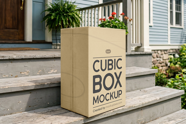 Free Outdoor Shipping Box Mockup PSD Template