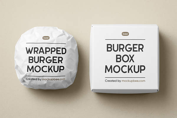 Free Packed Burger with Box Mockup PSD Template