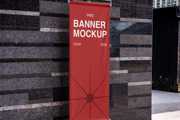 Free Perspective Banner Mockup PSD Template
