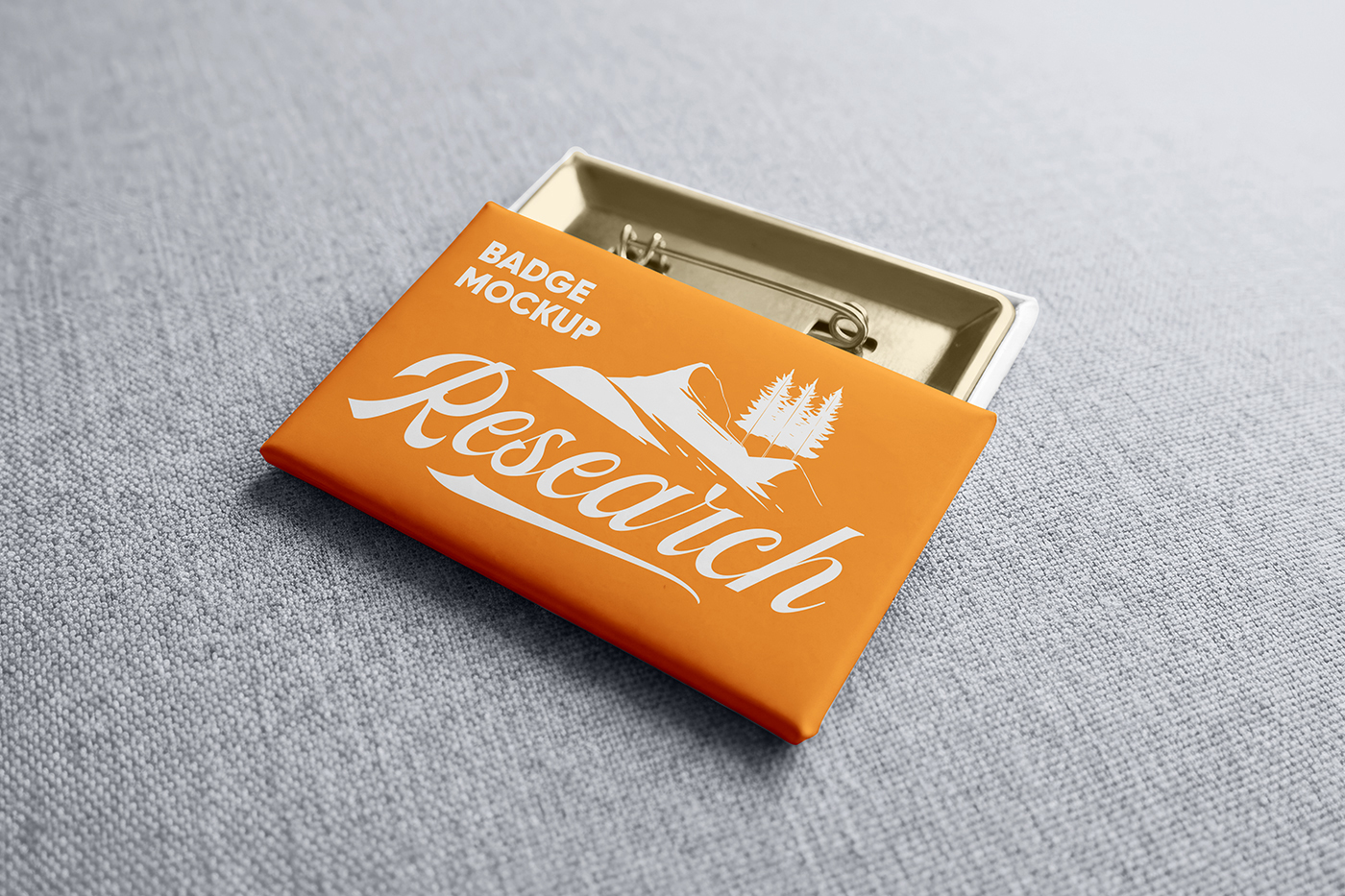 Free Perspective Rectangle Badge Mockup PSD Template