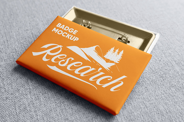 Free Perspective Rectangle Badge Mockup PSD Template