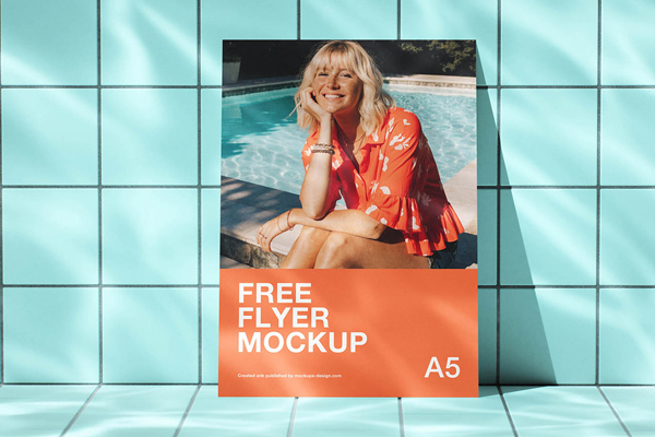 Free Poolside A5 Flyer Mockup PSD Template