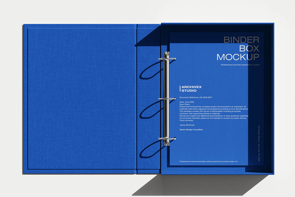 Free Premium Clamshell Binder Box Mockup PSD Template