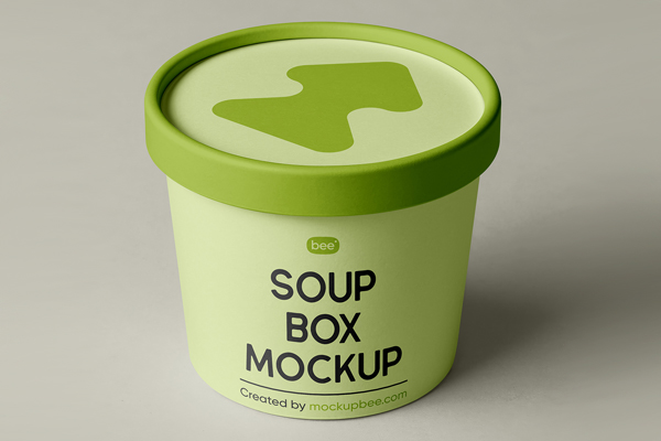 Free Round Soup Box Mockup PSD Template