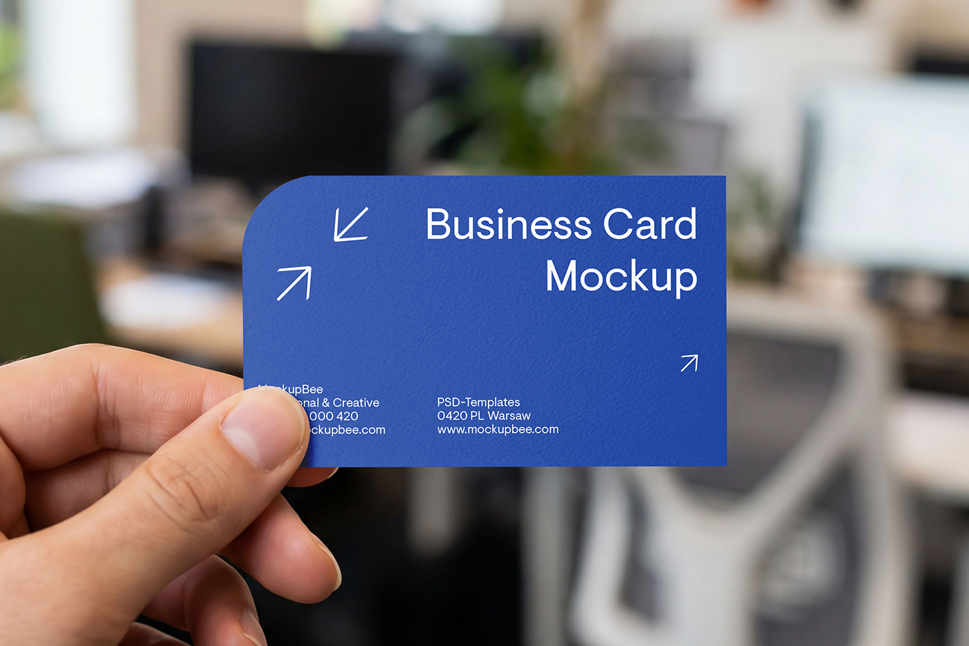 Free Rounded Corner Business Card Mockup PSD Template
