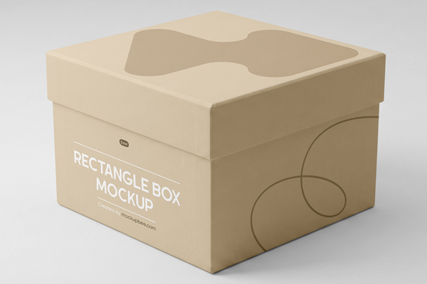 Free Square Box with Lid Mockup PSD Template