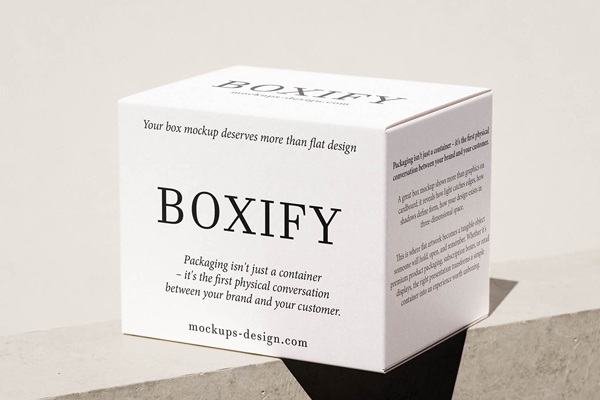 Free Square Cardboard Box Mockup PSD Template