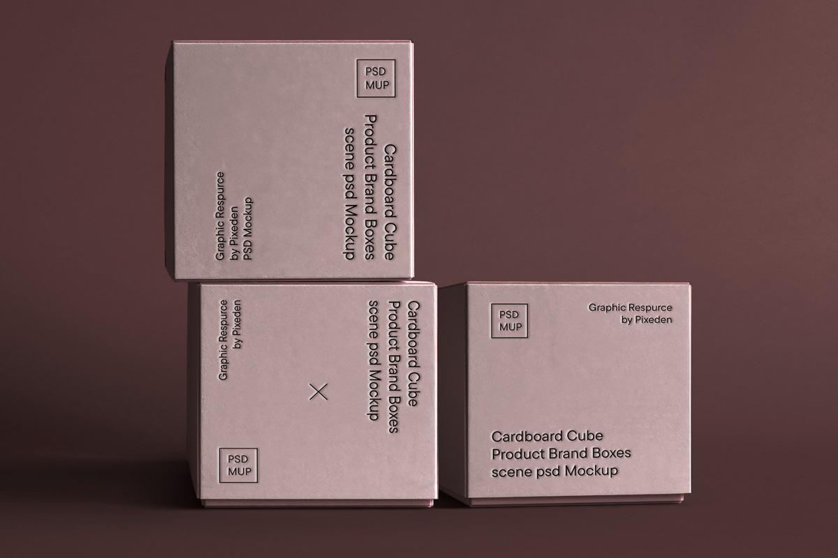 Free Stacked Cube Box Packaging Mockup PSD Template