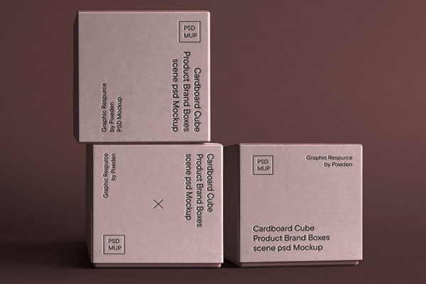 Free Stacked Cube Box Packaging Mockup PSD Template