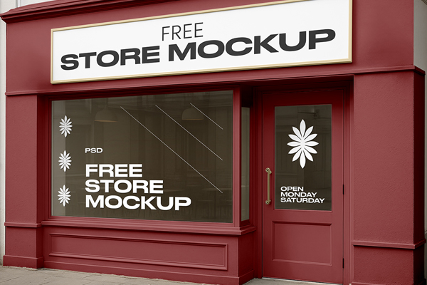 Free Storefront with Banner Mockup PSD Template