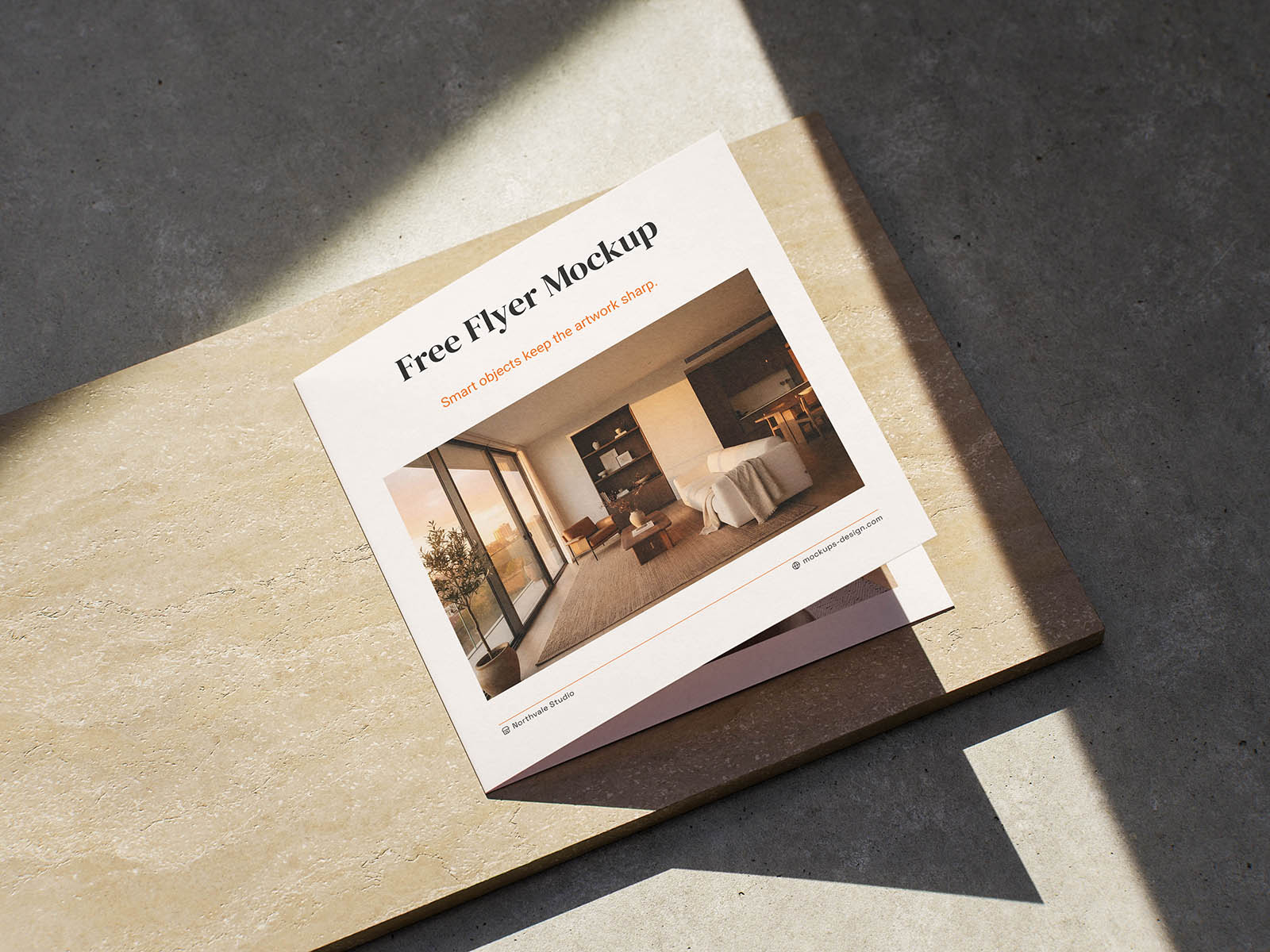 Sunlit Square Bifold Flyer Mockup Free Download | Resource Boy