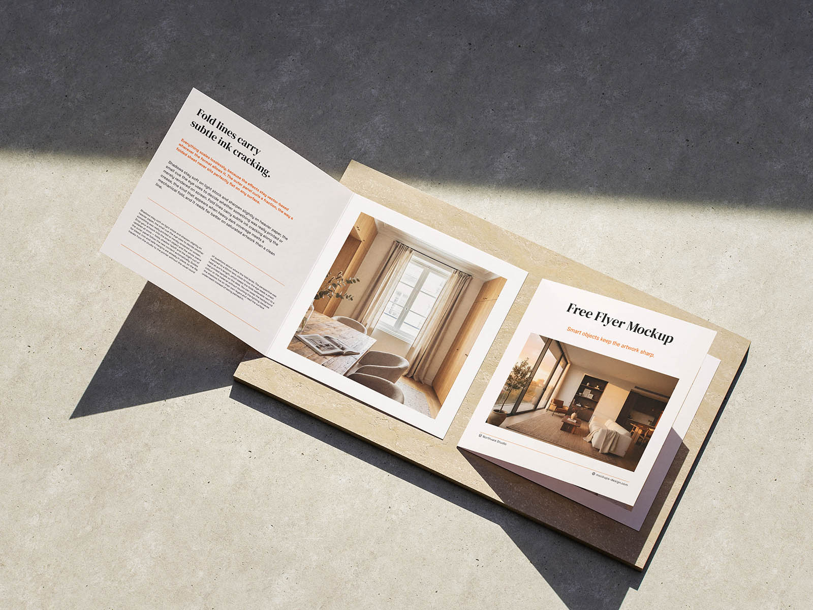 Sunlit Square Bifold Flyer Mockup Free Download | Resource Boy