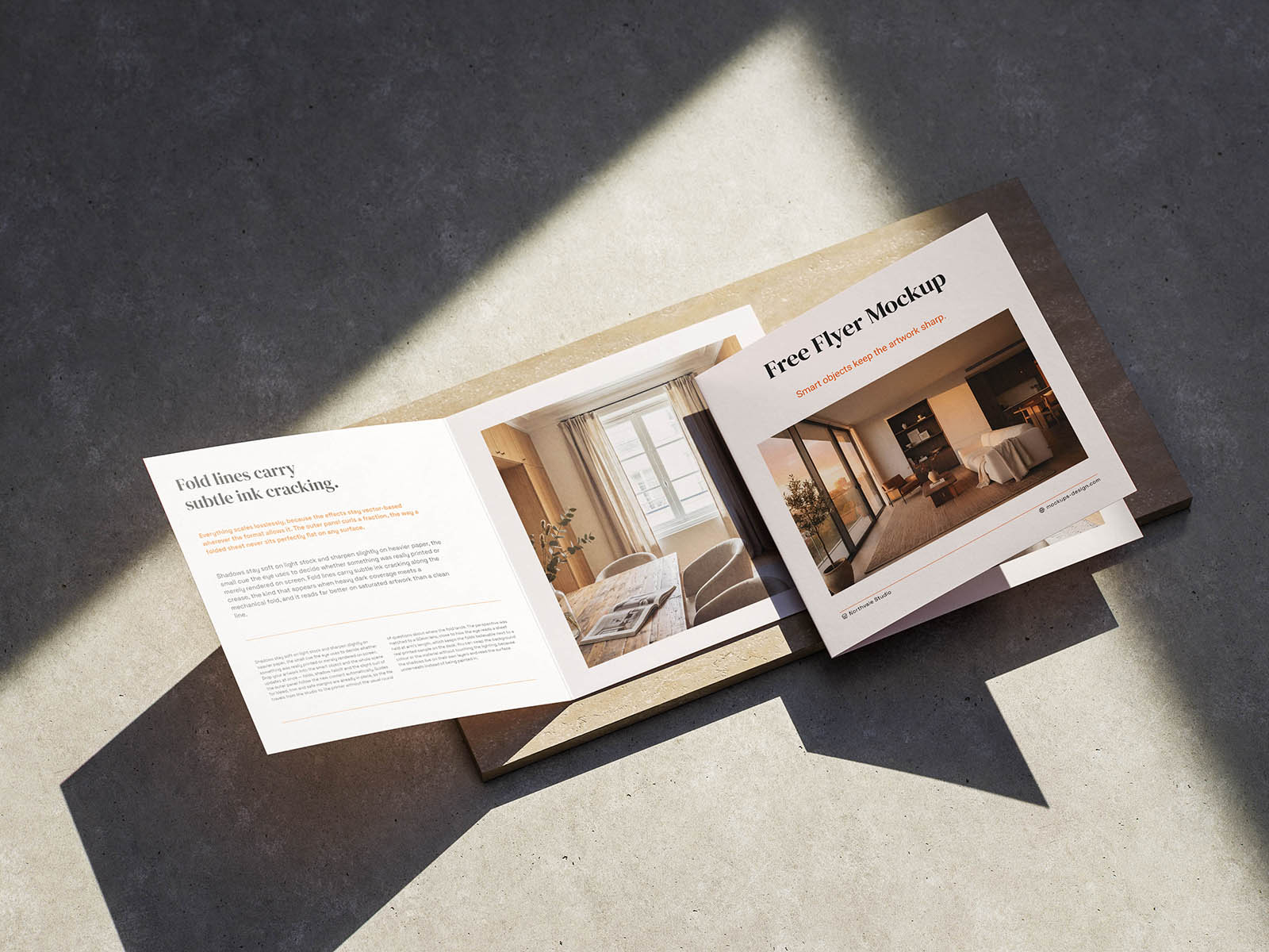 Sunlit Square Bifold Flyer Mockup Free Download | Resource Boy