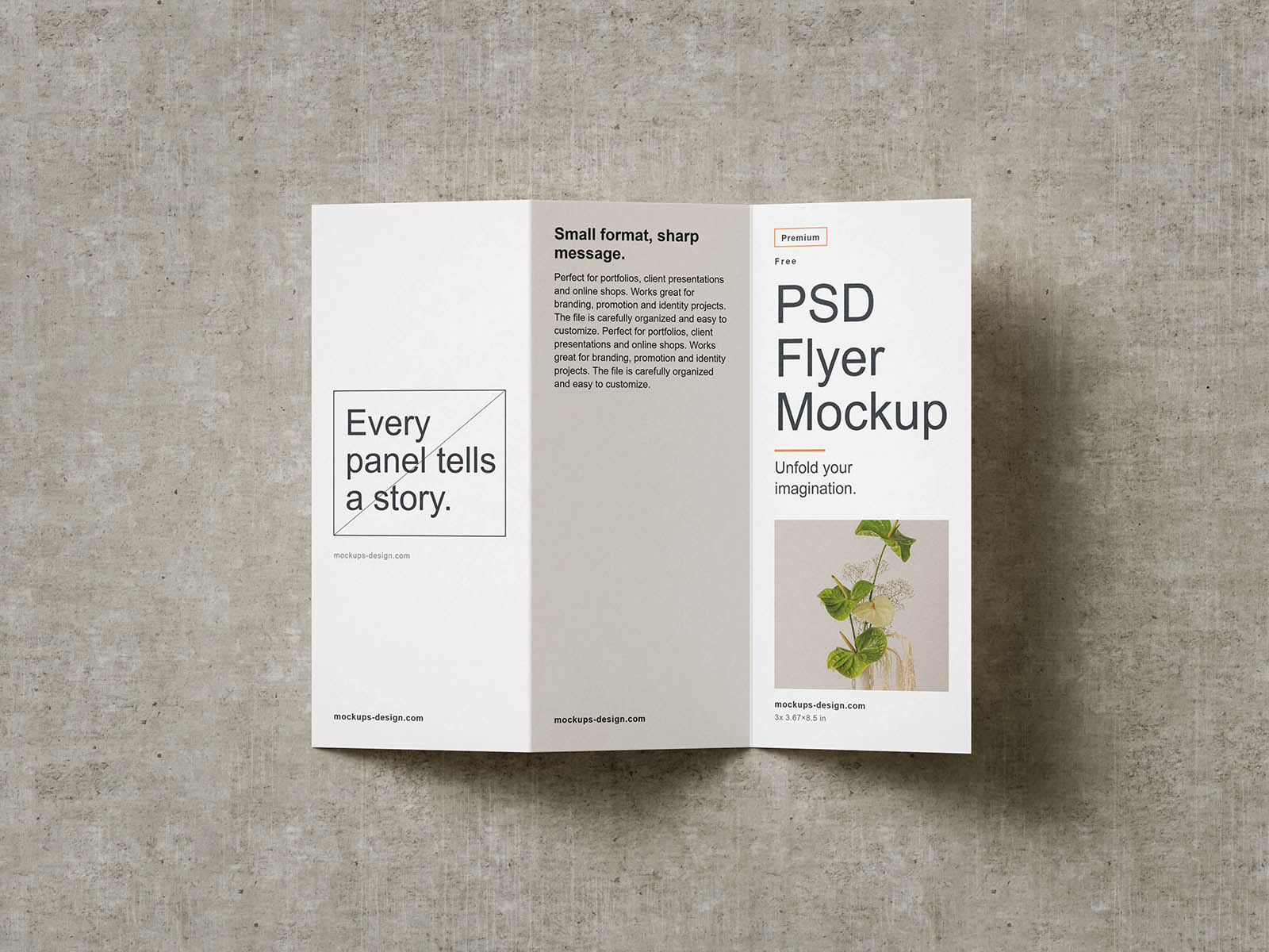 Free Textured Trifold Brochure Mockup PSD Template
