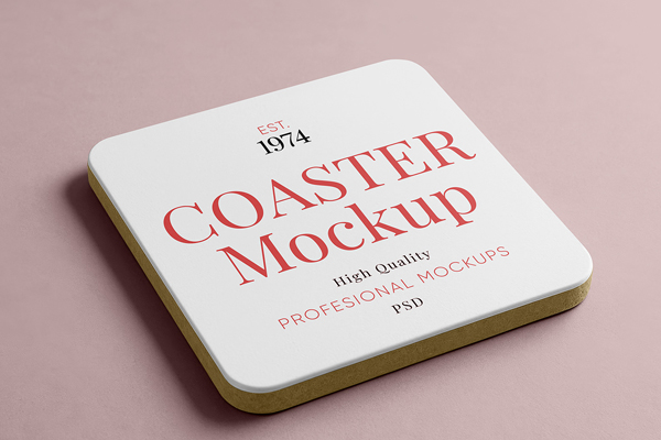 Free Thick Coaster Mockup PSD Template