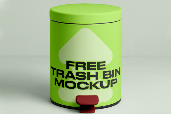 Free Trash Bin Mockup PSD Template